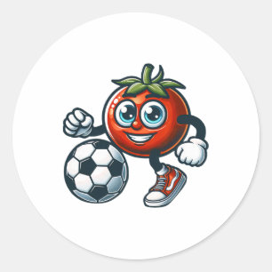 Tomaten-Fußballspieler Süße Cartoon Mit Fußball  Runder Aufkleber