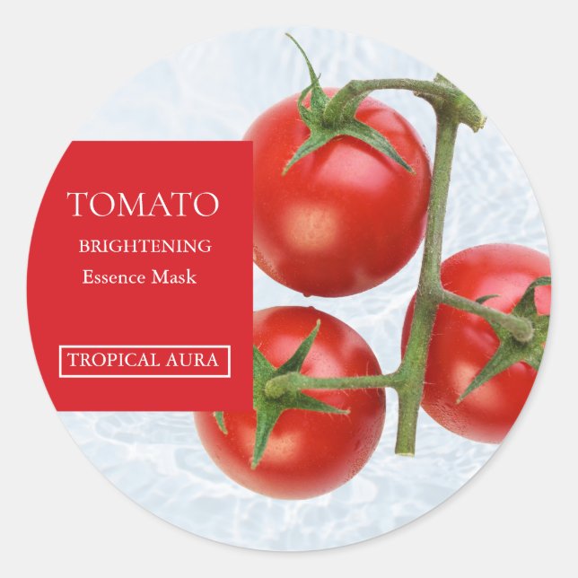 Tomaten-Gesichtsmaske Etikett Runder Aufkleber (Vorderseite)