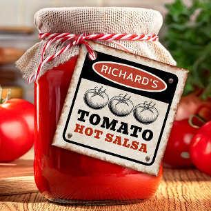 Tomaten-Hot-Salsa mit rostigem Hintergrund Geschenkanhänger