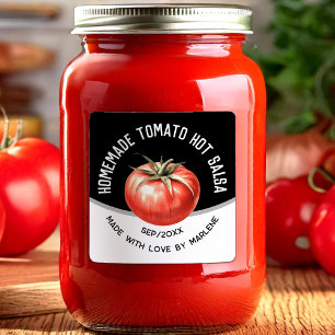 Tomaten-Hot-Salsa mit roter Tomate Quadratischer Aufkleber