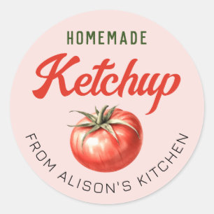 Tomaten-Ketchup-Einmachlabel Wasserfarbe Tomate Runder Aufkleber