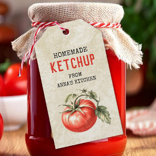 Tomaten-Ketchup Etikett im Wasserfarben-Tomaten-De Geschenkanhänger
