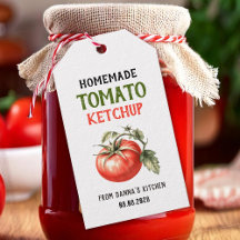 Tomaten-Ketchup-Etikett mit roter Tomate