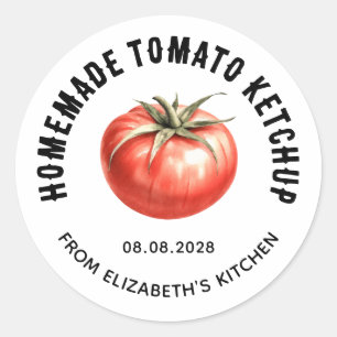 Tomaten-Ketchup-Konserve mit Wasserfarben-Tomate Runder Aufkleber