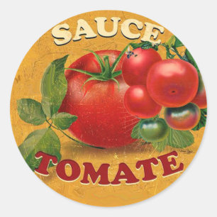 TOMATEN KÜCHEN KONSERVEN, EINMACHEN, TOMATENSAUCE RUNDER AUFKLEBER