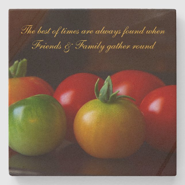 Tomaten/Paradeiser Freunde und Familienangebot Sto Steinuntersetzer (Vorderseite)