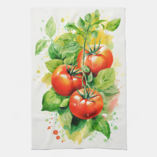 Tomaten/Paradeiser und Basil Teetuch Geschirrtuch