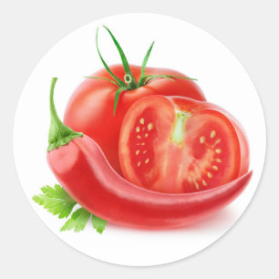 Tomaten/Paradeiser und Pfeffer Runder Aufkleber