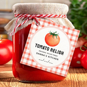 Tomaten-Relish mit Tomate und Karomuster Geschenkanhänger