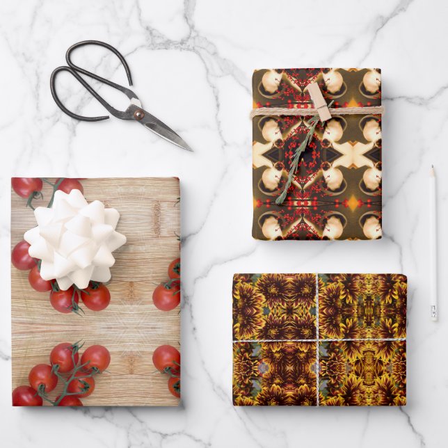 TOMATEN, SIAMESE CAT und BLUME!! Geschenkpapier (Vorderseite)