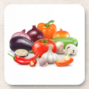 Tomaten Spargel Rüben Wasserfarbenes Gemüse Getränkeuntersetzer