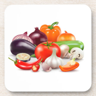 Tomaten Spargel Rüben Wasserfarbenes Gemüse Getränkeuntersetzer