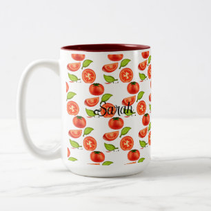 Tomaten und Oregano Zweifarbige Tasse