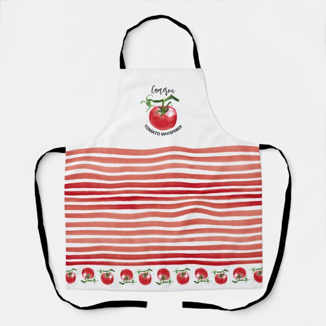 Tomaten und rote Wasserfarben Streifen Schürze (Vorderseite)