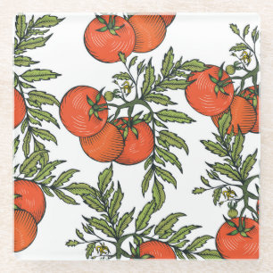 Tomaten-Vintage: Illustration für den Bauernmarkt. Glasuntersetzer