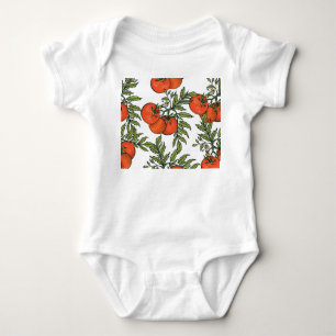 Tomaten-Vintage: Illustration vom Bauernhof-Markt. Baby Strampler