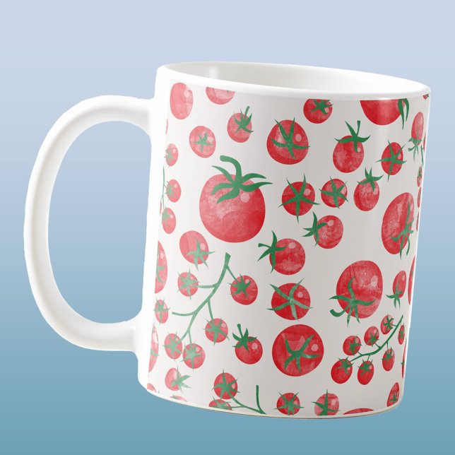 Tomaten Wasserfarbe Mittelmeer Kaffeetasse (Watercolor tomato pattern art coffee mug)