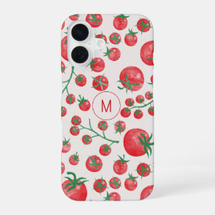 Tomaten-Wasserfarbe-Mittelmeer-Monogramm-Initial iPhone 16 Hülle