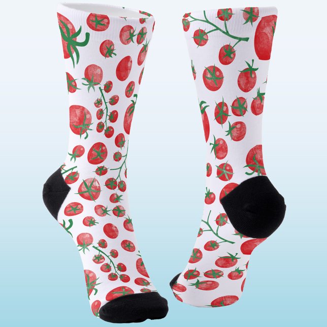Tomaten Wasserfarbe Mittelmeer Socken (Fun watercolor tomato pattern socks)