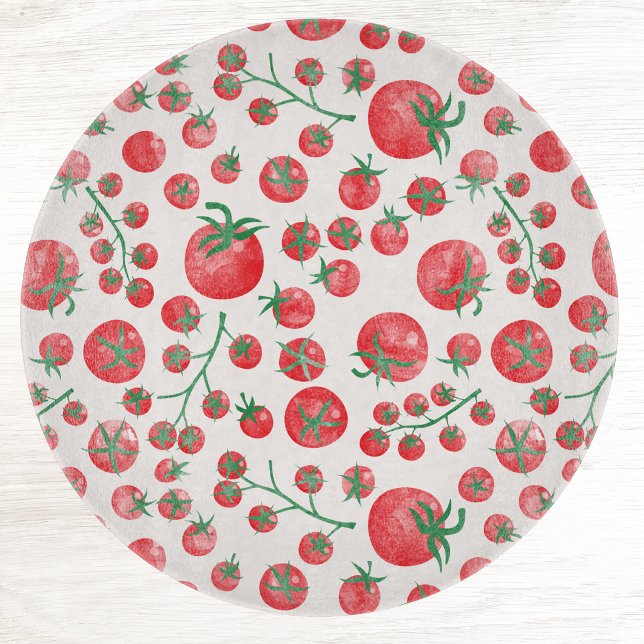Tomaten-Wasserfarbmuster Schneidebrett (Fun Mediterranean summer watercolor tomato pattern cutting board)