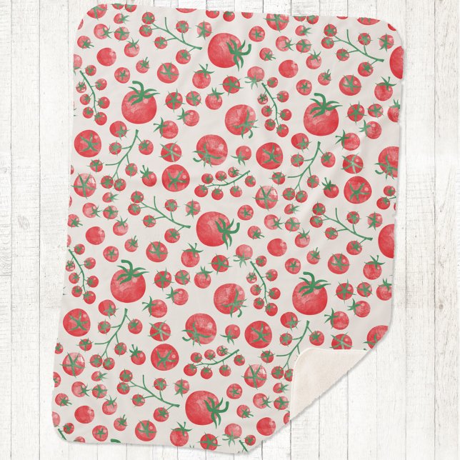 Tomaten-Wasserfarbmuster Sherpadecke (Fun Mediterranean summer watercolor tomato pattern sherpa blanket)