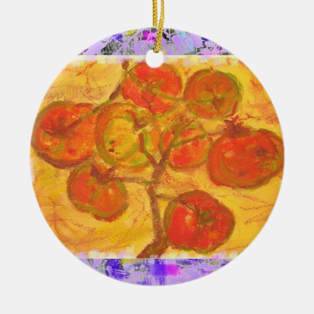 Tomatencluster Aquarell-Tropfen Keramik Ornament (Vorne)