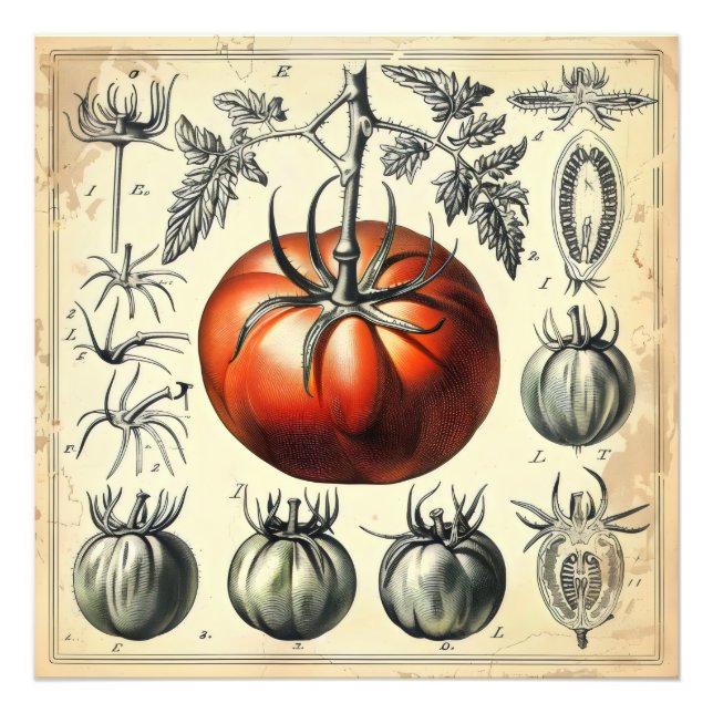 Tomatendiagramm Vintag Fotodruck (Vorne)