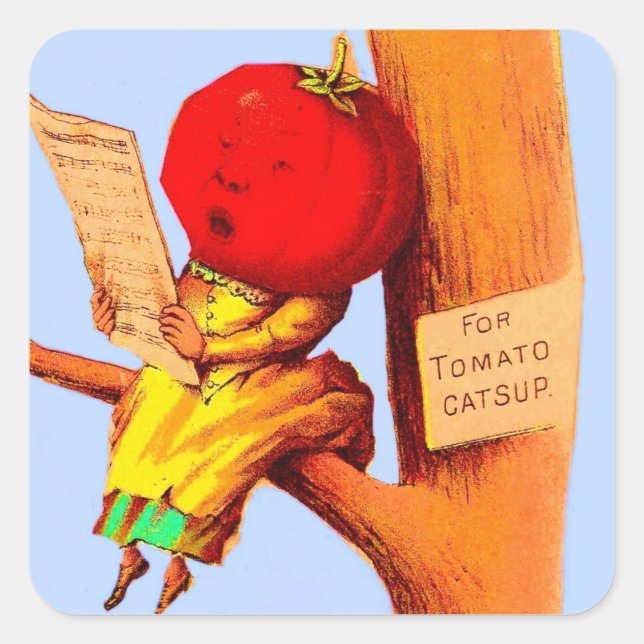Tomatenführerin mit viktorianischer Visitenkarte Quadratischer Aufkleber (Vorderseite)
