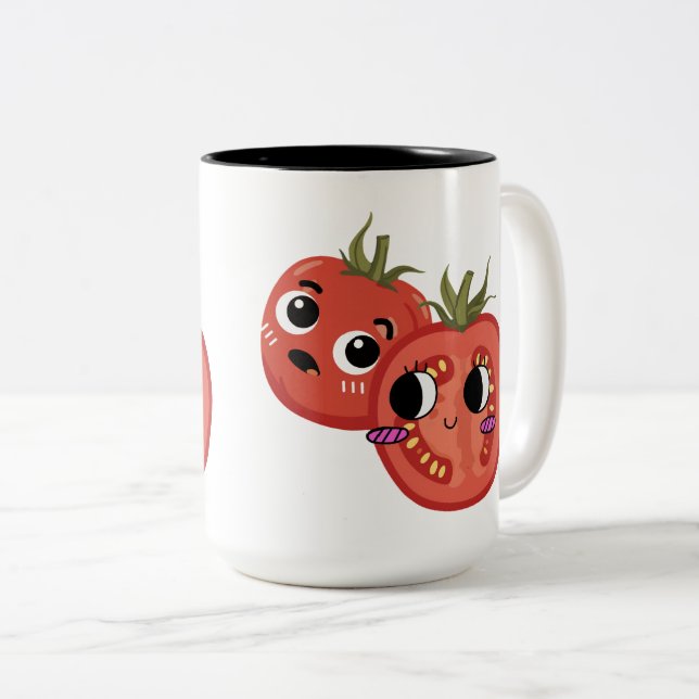 Tomatengaffel  zweifarbige tasse (VorderseiteRechts)