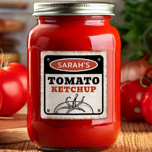 Tomatenketchup editierbares Etikett mit Grunge-Sch Quadratischer Aufkleber