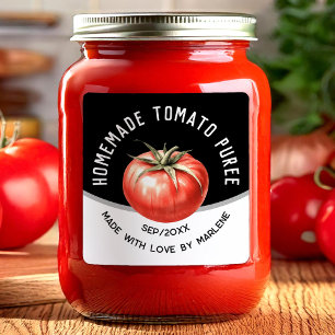 Tomatenpüree-Aufkleber mit roter Tomate Quadratischer Aufkleber