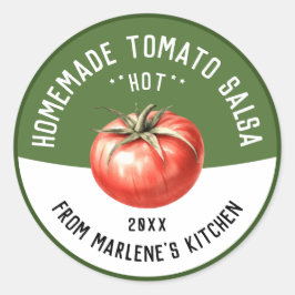 Tomatensalat, hausgemacht, zum Konservieren von Re Runder Aufkleber