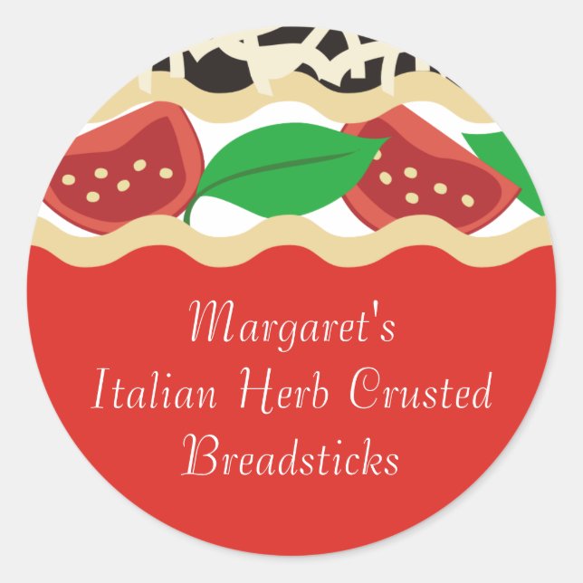 Tomatensalat lasagna Italienischer Geschenkticker Runder Aufkleber (Vorderseite)