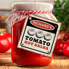Tomatensalsa mit rostigem Hintergrund Geschenkanhänger