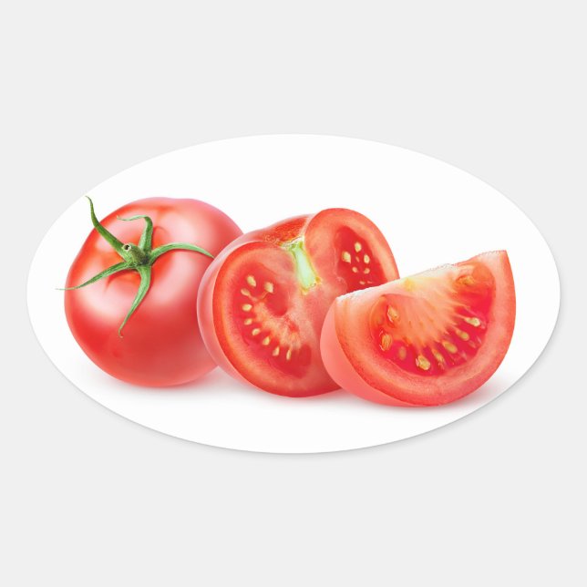 Tomatenschnitt Ovaler Aufkleber (Vorderseite)