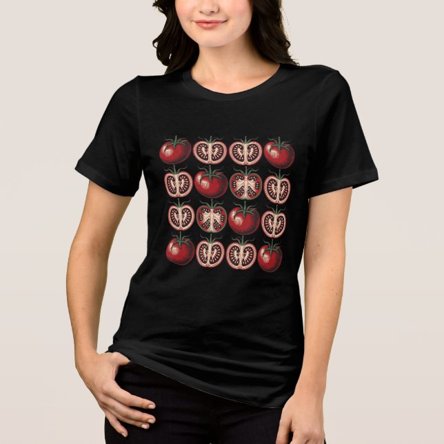 Tomatensommer-Muster Tri-Blend Shirt (Vorderseite)