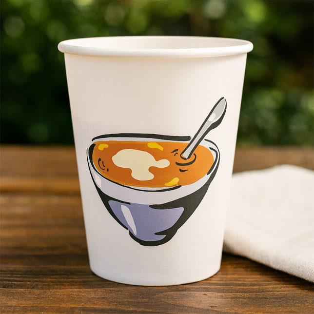 Tomatensuppe mit Löffel Pappbecher (Von Creator hochgeladen)