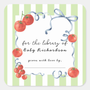 Tomato baby Dusche Für die Bibliothek Quadratischer Aufkleber