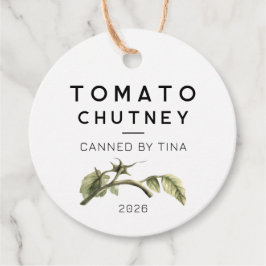 Tomato-Chutney-Etikett mit Aquarelltomatenblatt Geschenkanhänger