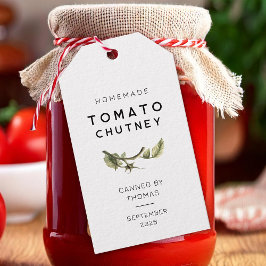 Tomato-Chutney-Etikett mit Aquarelltomatenblatt Geschenkanhänger
