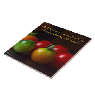 Tomato Friends & Family Quote Keramik Tile/Trivet Fliese