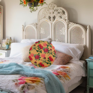 Tomato Girl Ästhetische Vintage pflanzliche Rose Rundes Kissen