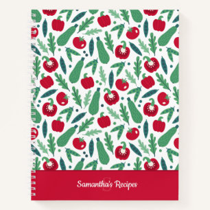 Tomato + Gurken Pflanzenmuster mit Bezeichnung Rez Notizbuch