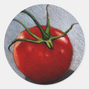 TOMATO IN FARBENCIL: KUNST RUNDER AUFKLEBER