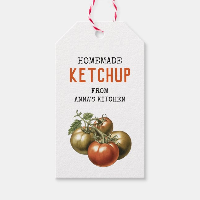 Tomato Ketchup Custom Label Aquarell Tomate Geschenkanhänger (Vorderseite)