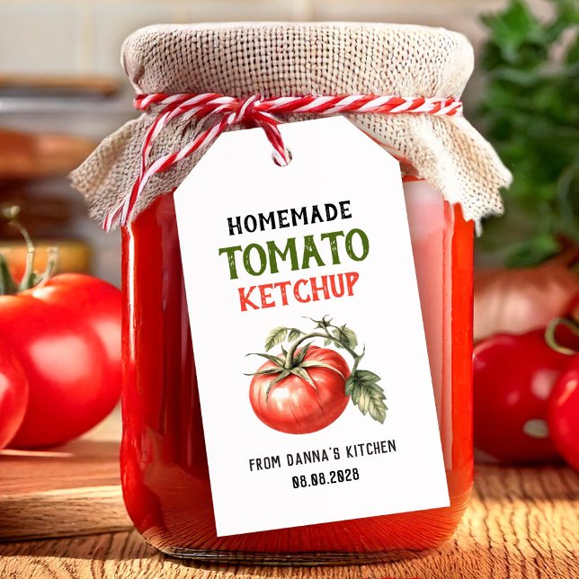 Tomato-Ketchup-Etikett mit roter Tomate Geschenkanhänger (Von Creator hochgeladen)