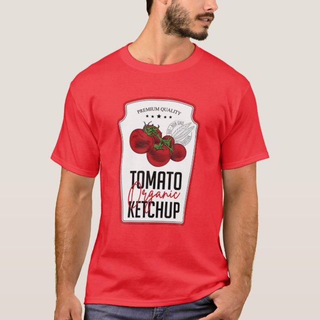 Tomato Ketchup Sauce Flaschenetikett Funny Hallowe T-Shirt (Vorderseite)
