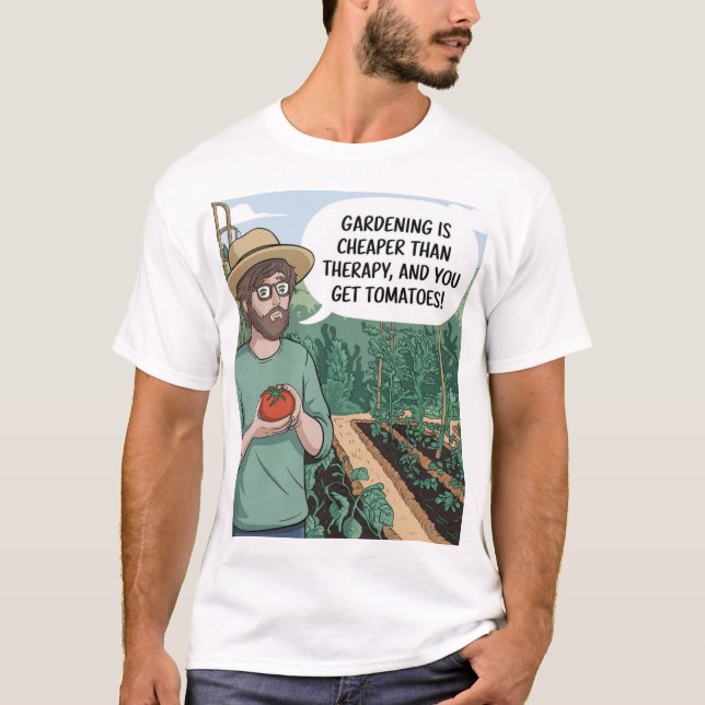 Tomato Lover's Gartenarbeit ist Therapie T-Shirt (Vorderseite)