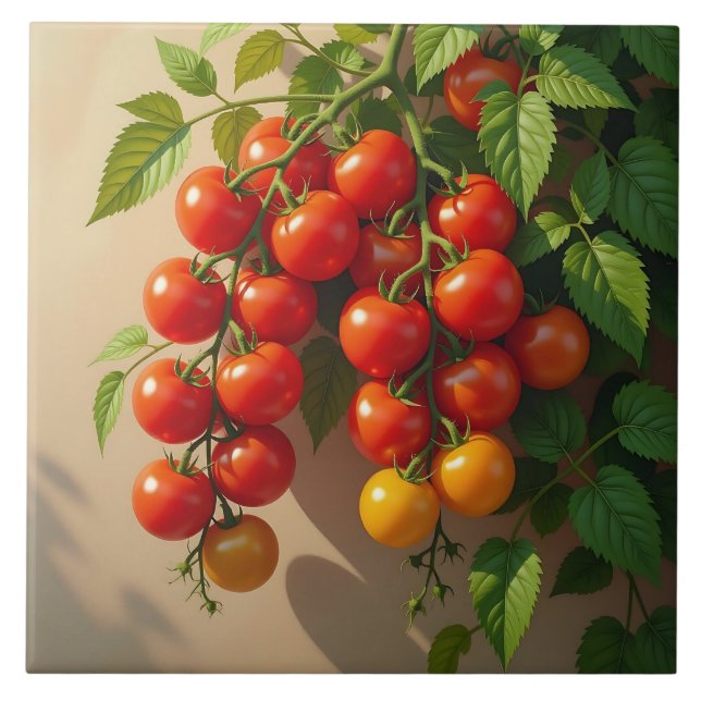 Tomato Plant Gardening Themed Summer Vibes Fliese (Vorderseite)