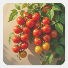 Tomato Plant Gardening Themed Summer Vibes Quadratischer Aufkleber